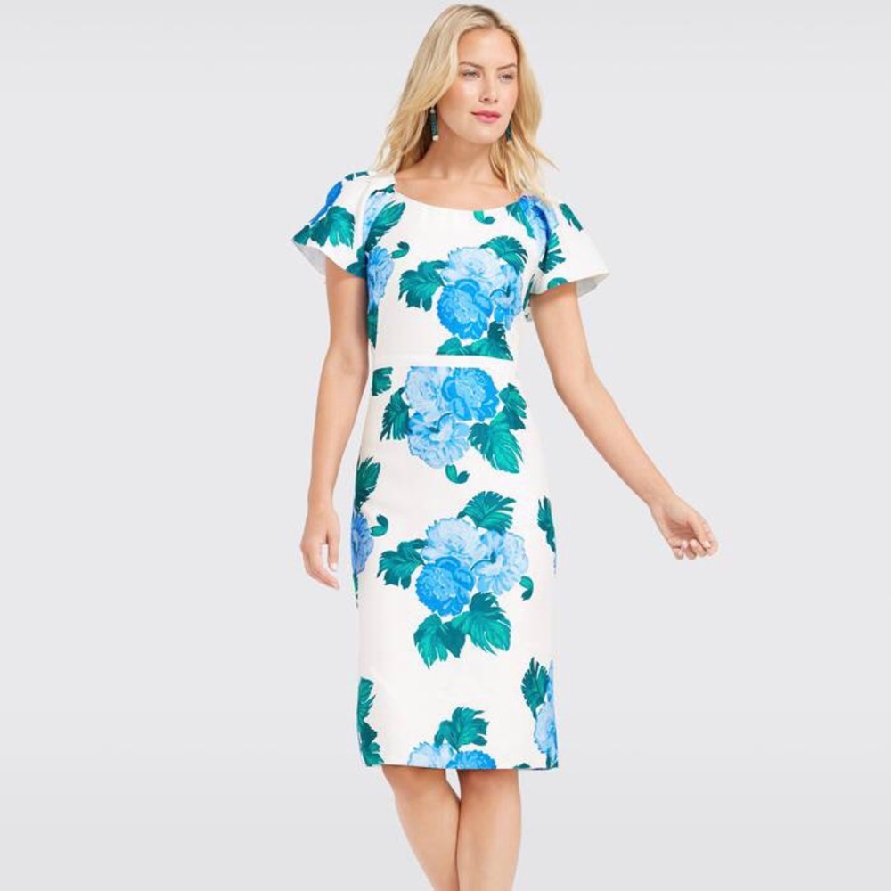 Draper James Peony Floral Flutter Sleeve Dress